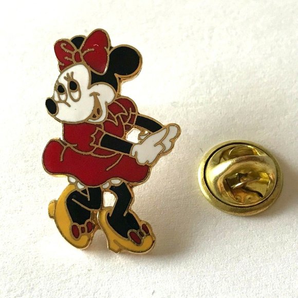 Vintage Minnie Mouse Pin Disney Designs Enamel Brooch Lapel Hat Tie Tac Signed - Picture 4 of 9